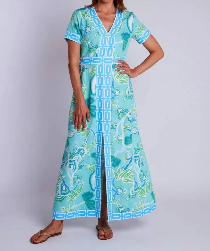 Leland Maxi Dress In Winifred Seafoam