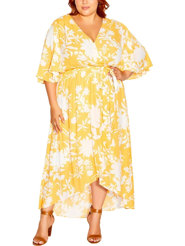 Plus Womens Floral Print Viscose Maxi Dress