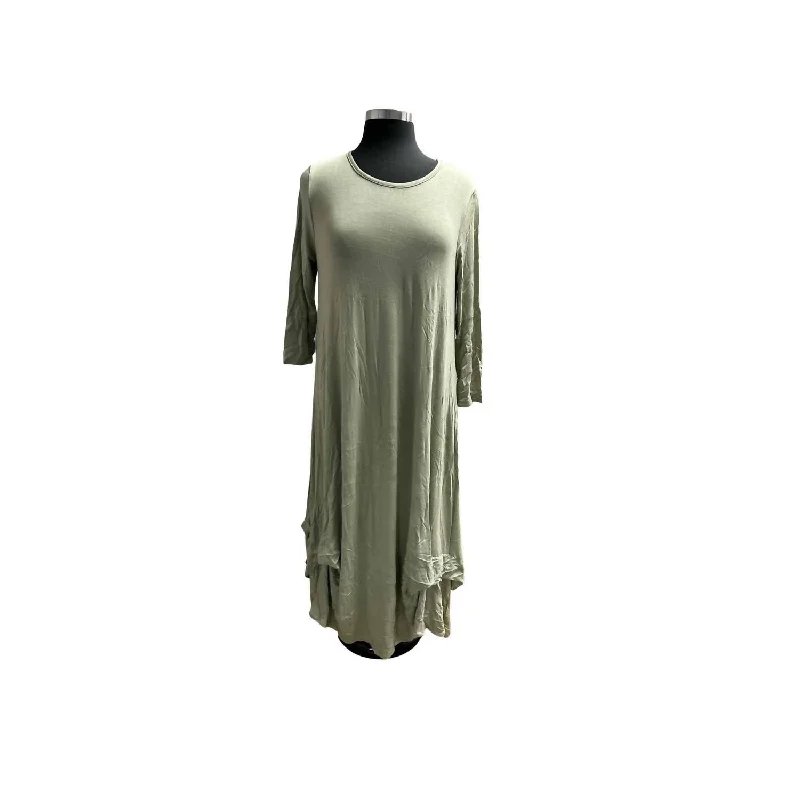 Round Neck Maxi Dress In Sage