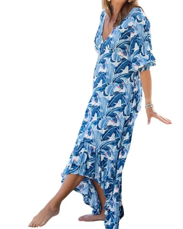 Saline Maxi Dress In Cobalt Tropical