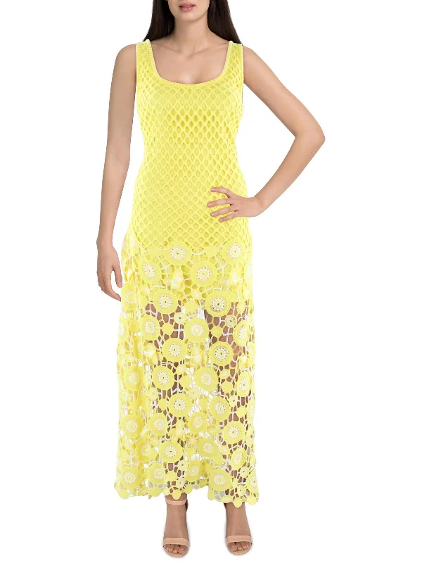 Samilla Womens Crochet Semi-Sheer Maxi Dress