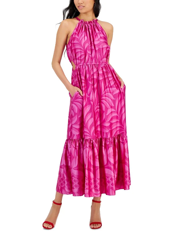 Womens Cut-Out Polyester Maxi Dress