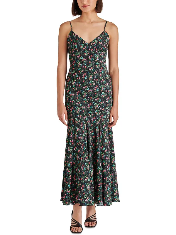 Womens Floral Print Polyester Maxi Dress