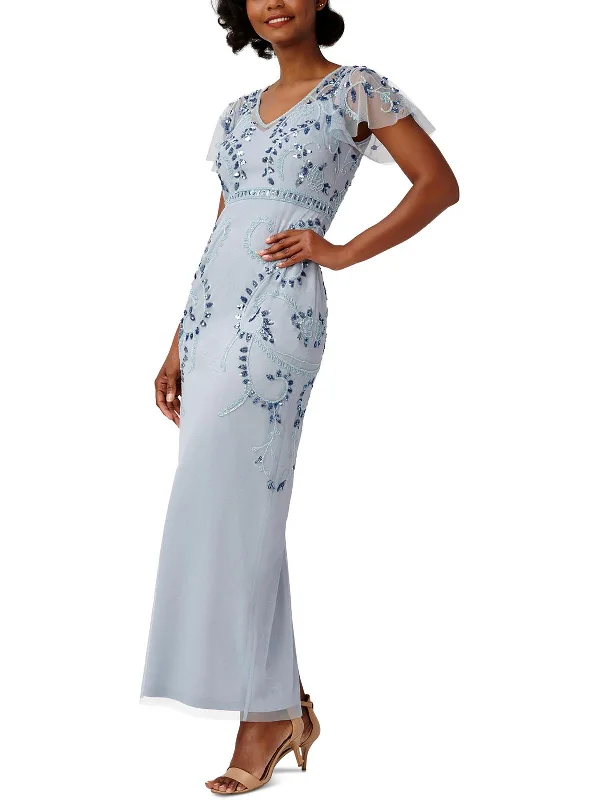 Womens V Neck Maxi Evening Dress