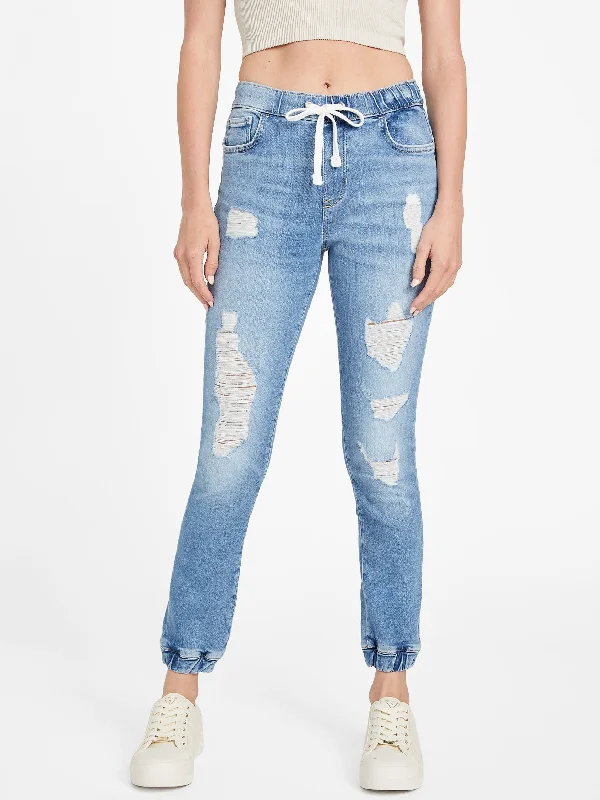 Eco Mary Destroyed Denim Joggers