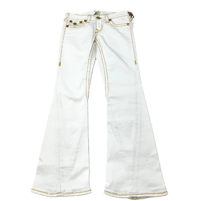 Jeans Flared By True Religion In White & Yellow, Size: 4