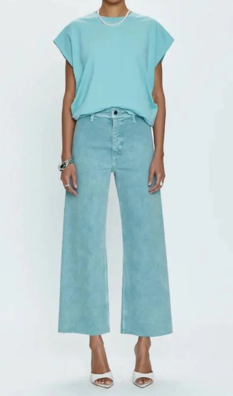 Penny Crop High Rise Wide Leg Jean In Aqua Snow