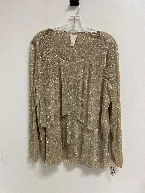 Top Long Sleeve By Chicos In Gold, Size: Xl