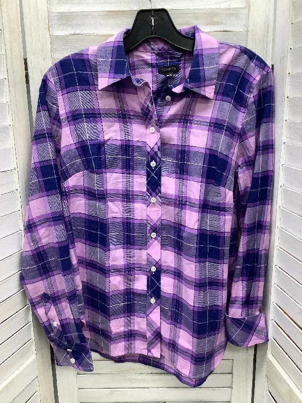 Top Long Sleeve By Talbots In Plaid Pattern, Size: Xs