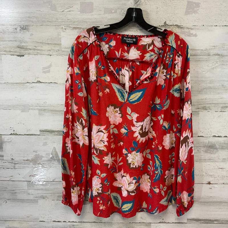 Top Long Sleeve By Tolani In Red, Size: L