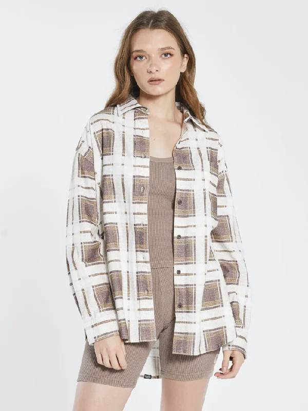 Fire Rose Oversized Flannel Shirt - Plum