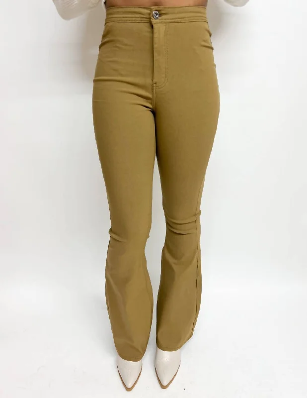 High Waist Bell Bottom Pant In Mocha