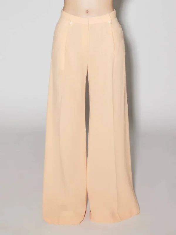 Pleat Front Wide Leg Pants In Peach