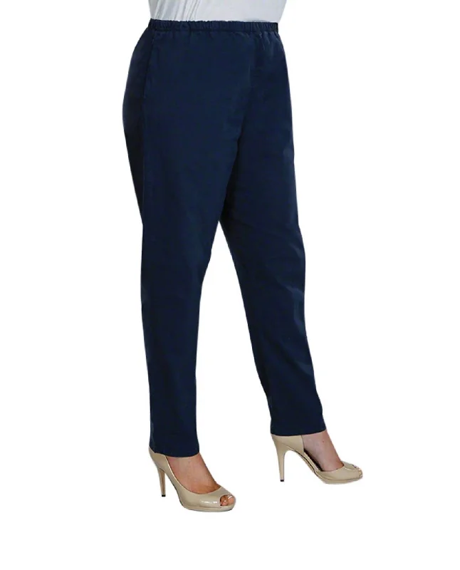 Tailored Leg Stretch Cotton Twill Pants - Plus In Navy