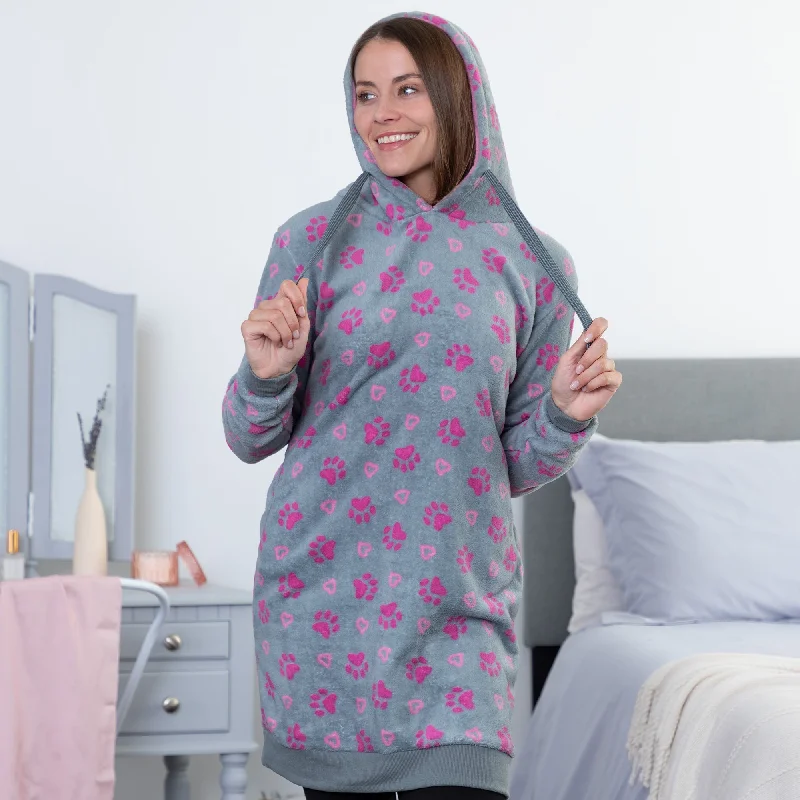 Super Cozy™ Paw & Heart Hooded Nightgown