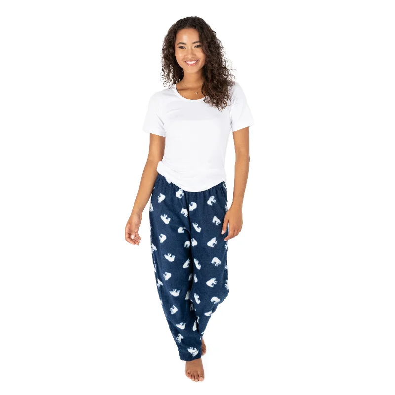 Christmas Womens Fleece Pajama Pants Polar Bear