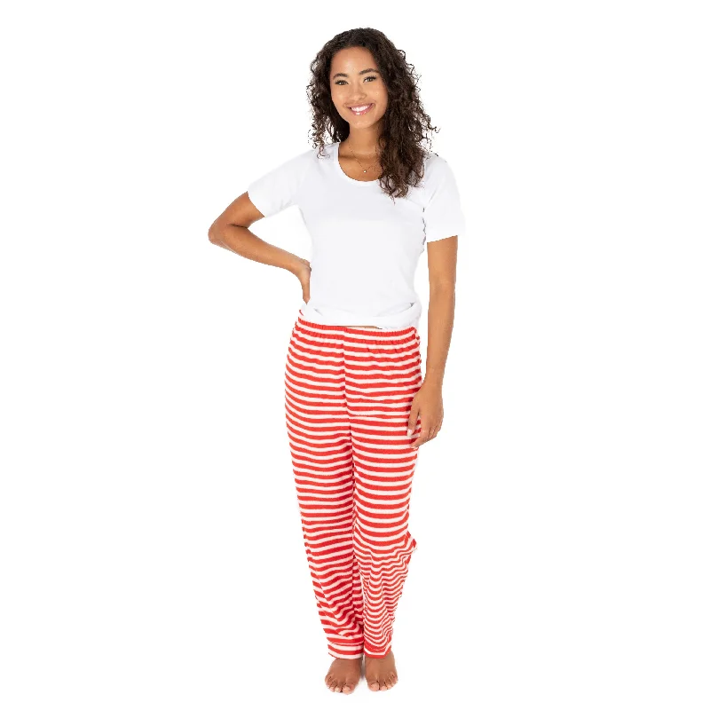 Christmas Womens Fleece Pajama Pants Striped