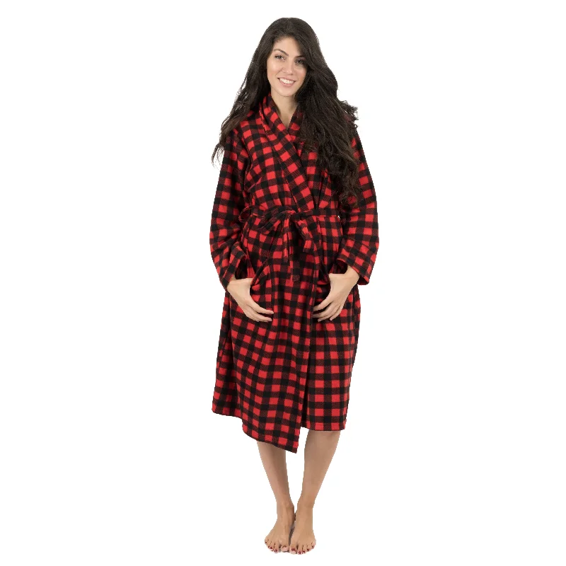 Christmas Womens Fleece Robe Plaid