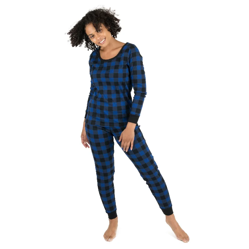 Christmas Womens Two Piece Cotton Pajamas Plaid