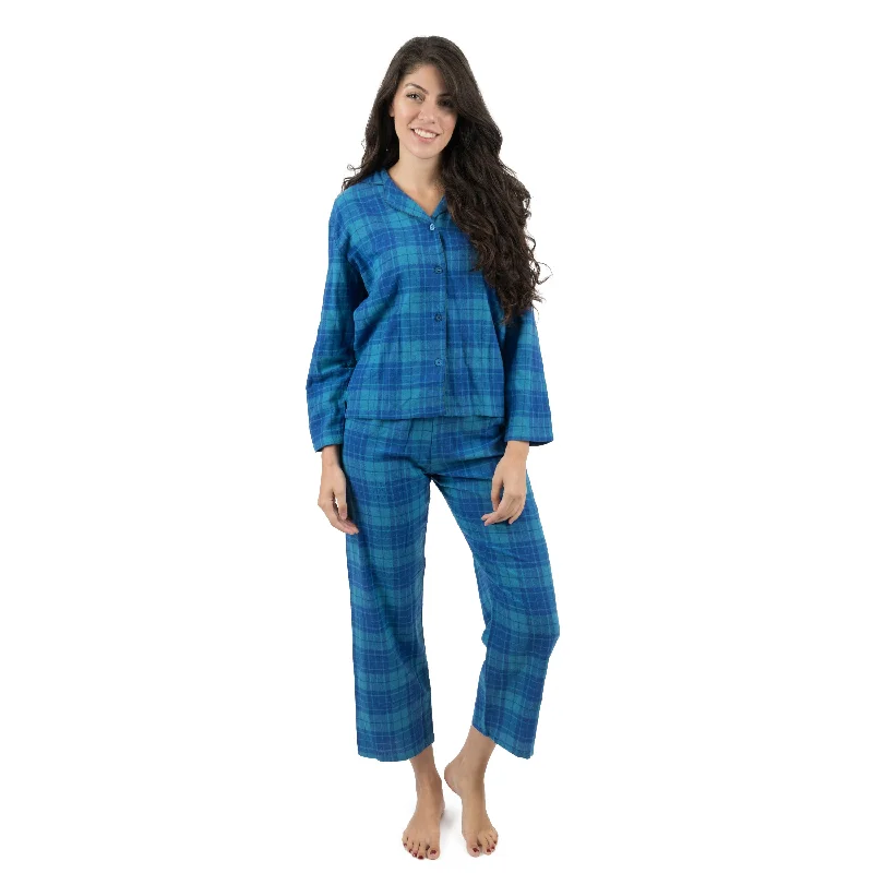 Christmas Womens Two Piece Flannel Pajamas Plaid