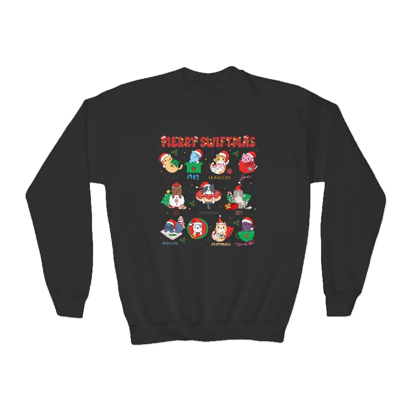 Merry Swiftmas Cat Era Youth Sweatshirt