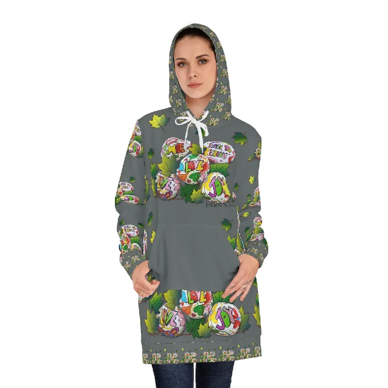 Women's Hoodie Dress (AOP) PEBBLES 'N LEAVES