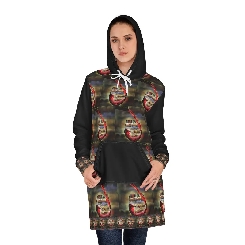 Women's Hoodie Dress (AOP) RED WINE